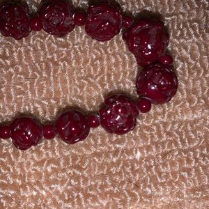 Carved African Bone Flower Bead Choker Necklace